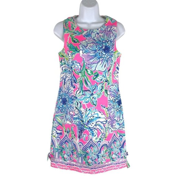Lilly Pulitzer Mila Stretch Shift Dress Size 0 Pink Tropics In The Groove DR1453 - Picture 1 of 10